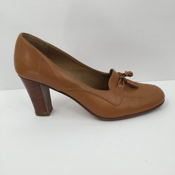 APC tan tasseled oxford heel leather shoe women Paris A.P.C. 41 10 - Picture 2 of 8